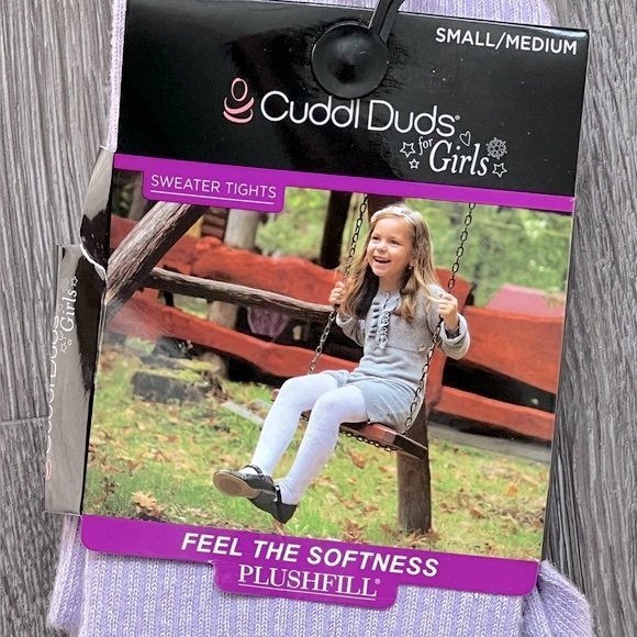 NWT Cuddl Duds Young Girls Lavender Purple Ribbed Sweater Tights, Small/Medium - Picture 3 of 12